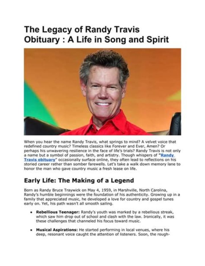 Legendary Country Singer Randy Travis Passes: An Obituary